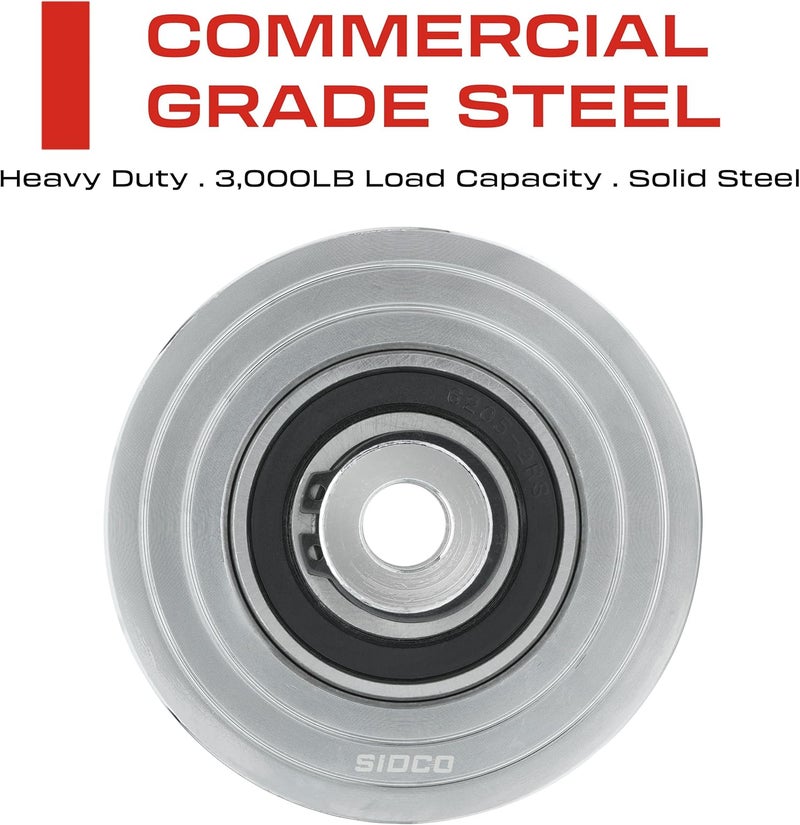 Sidco Supply 4 Inch V-Groove Wheel - Solid Steel - Sliding Gate Wheel – Heavy Duty –Track Wheel - Metal Gate Wheel - Inverted V Shape Wheel for Slide Gates with Bolt V Groove Caster Wheel for Gate - Image 2